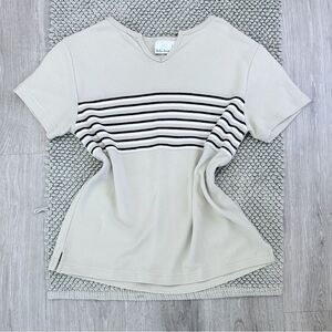 Bobbie Brooks Black and Cream Striped Polo T-Shirt